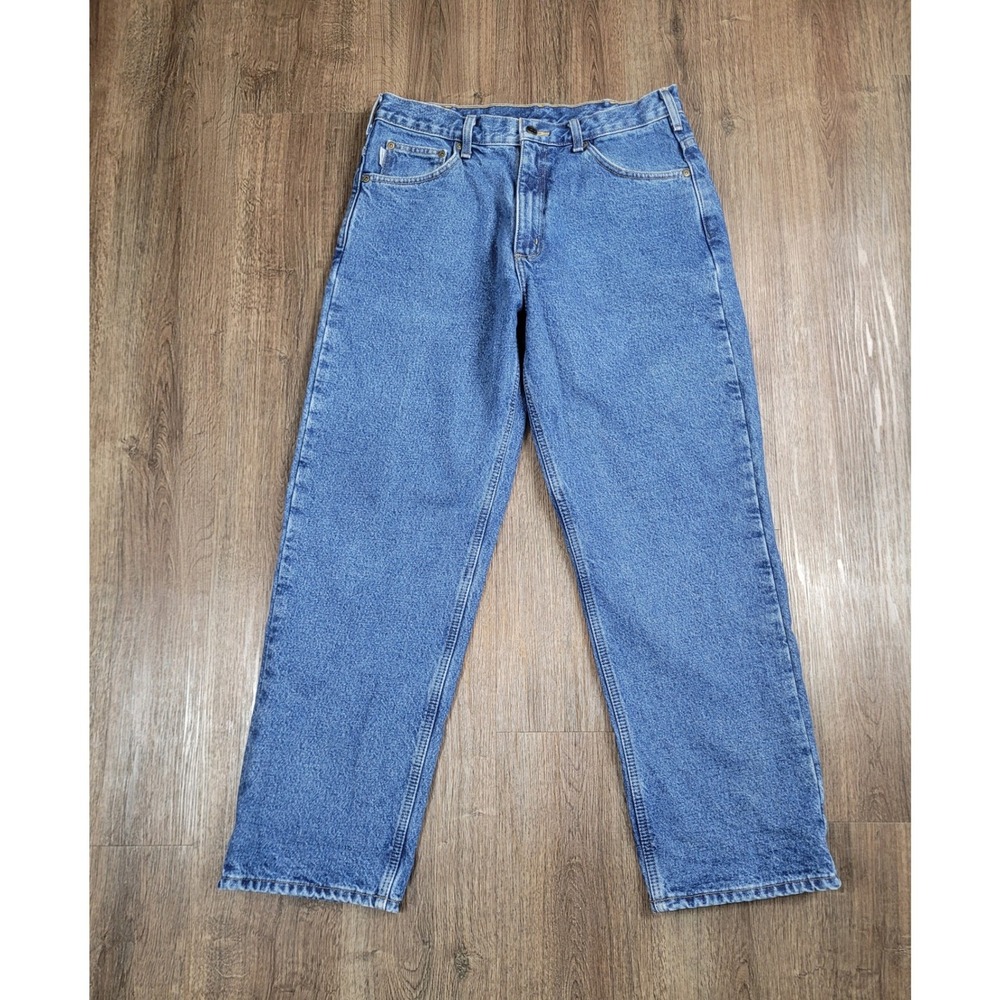 Carhartt B172 DST Flannel Lined Jeans Mens 34x30 Relaxed Fit Blue Denim Workwear